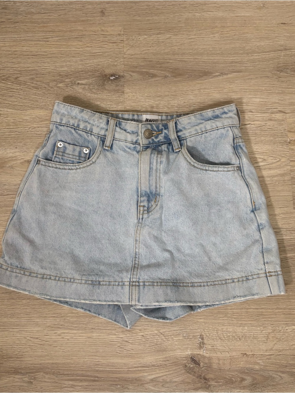 Princess Polly Light Wash Denim Skort
